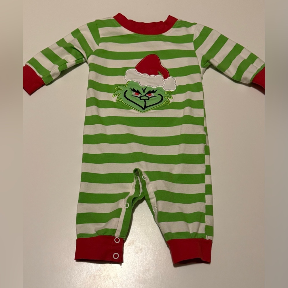 Holiday Striped Green and White Kids Footie
